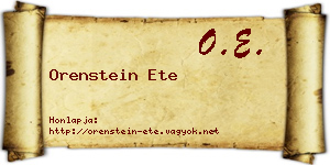 Orenstein Ete névjegykártya